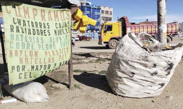 Los desechos reciclables de El Alto son vendidos a Brasil y Perú